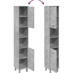 Vidaxl Armoire de salle de bain Gris béton 30x30x179 cm Aggloméré* Meuble Wc