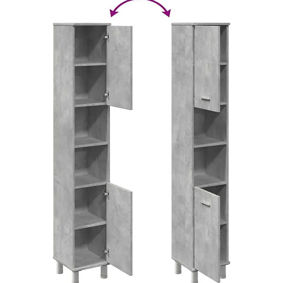 Vidaxl Armoire de salle de bain Gris béton 30x30x179 cm Aggloméré* Meuble Wc