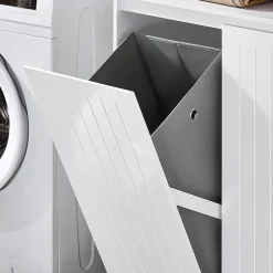 Sobuy Armoire de Salle de Bain Sac à Linge, Portes, 2 Paniers à Linge, BZR150-W,
