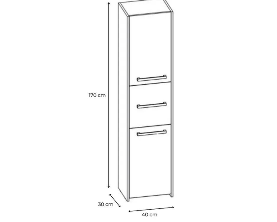 3xE Living Armoire de salle de bain, blanc mat, 170 x 40 x 30 cm* Armoire De Salle De Bains