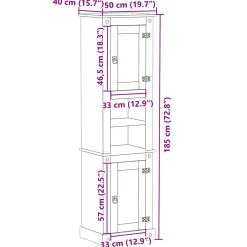 Vidaxl Armoire de salle de bain Corona 50x40x185 cm bois de pin massif