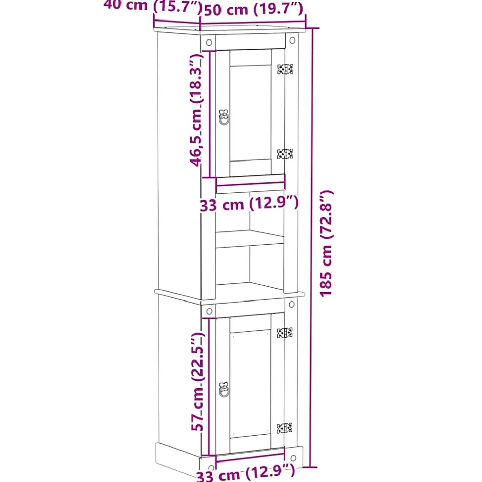 Vidaxl Armoire de salle de bain Corona 50x40x185 cm bois de pin massif