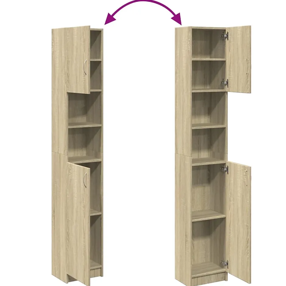 Vidaxl Armoire de salle de bain Chêne sonoma 32x25,5x190 cm Aggloméré* Meuble Wc
