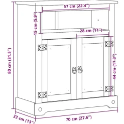 Vidaxl Armoire de salle de bain Corona 70x33x80 cm bois de pin massif