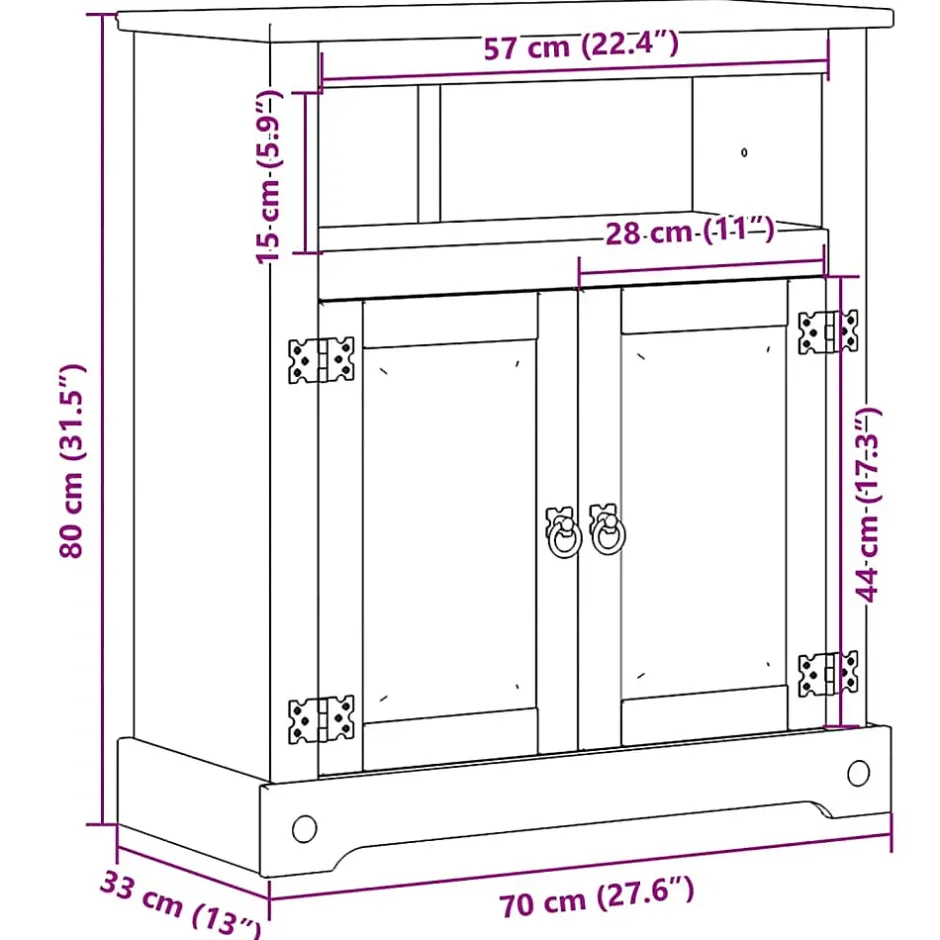Vidaxl Armoire de salle de bain Corona 70x33x80 cm bois de pin massif