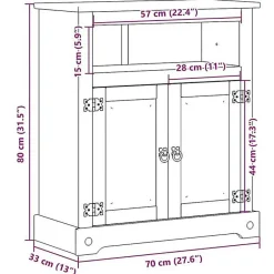 Vidaxl Armoire de salle de bain Corona 70x33x80 cm bois de pin massif