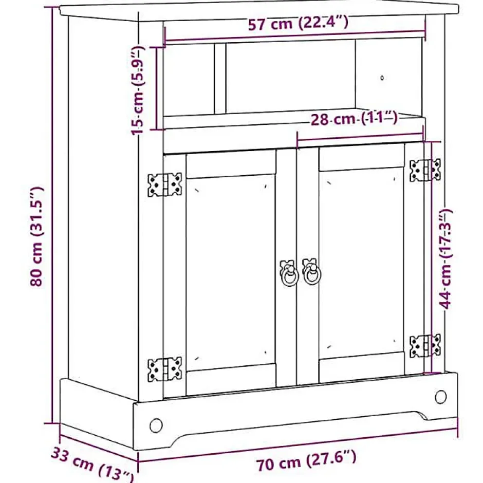 Vidaxl Armoire de salle de bain Corona 70x33x80 cm bois de pin massif