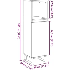 Vidaxl Armoire de salle de bain gris béton 30x30x100 cm
