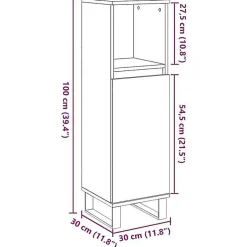 Vidaxl Armoire de salle de bain gris béton 30x30x100 cm