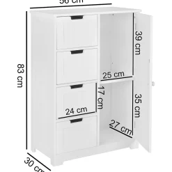 Finebuy Armoire de Salle de Bain 56x83x30 cm Commode avec Tiroir et Porte Blanc* Armoire De Salle De Bains
