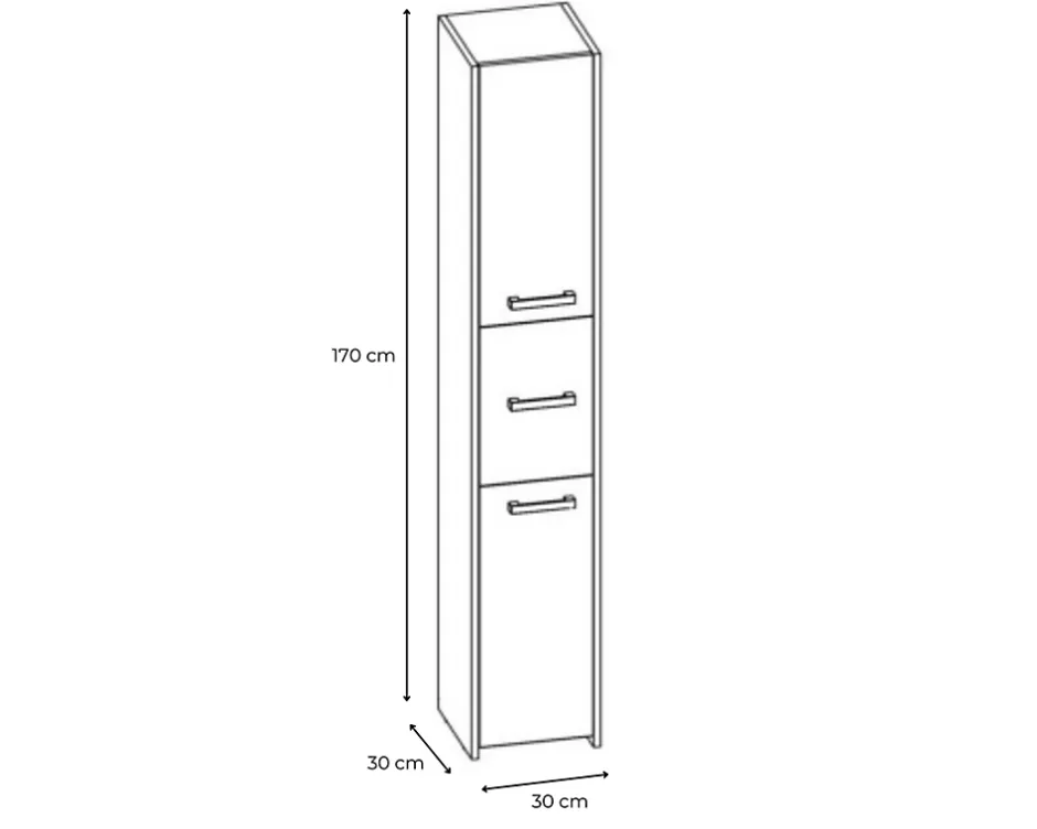 3xE Living Armoire de salle de bain, chêne sonoma, 170 x 30 x 30 cm* Armoire De Salle De Bains