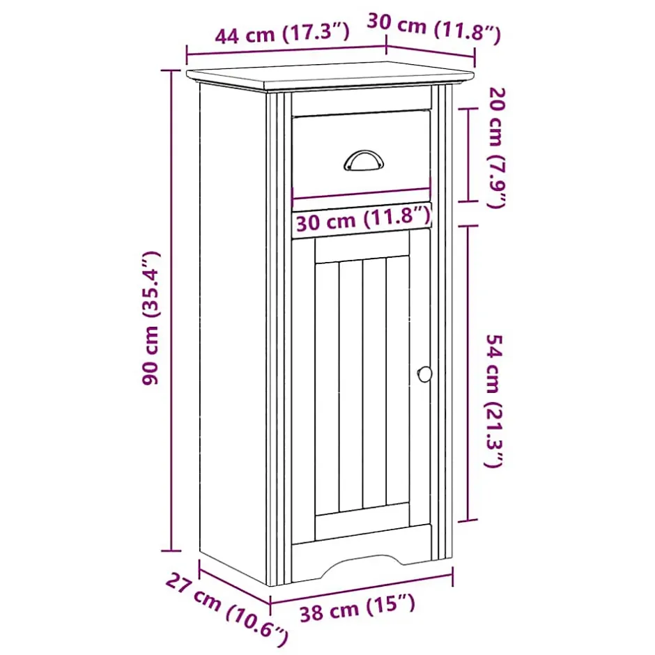 Vidaxl Armoire de salle de bain BODO gris 44x30x90 cm* Meuble Wc