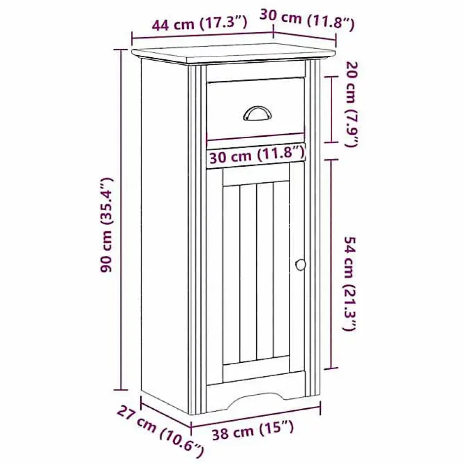 Vidaxl Armoire de salle de bain BODO gris 44x30x90 cm* Meuble Wc