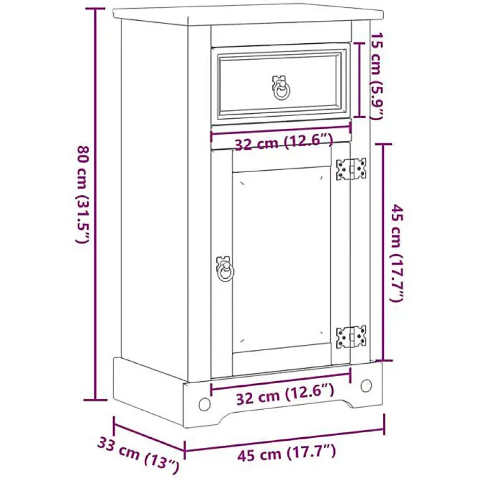 Vidaxl Armoire de salle de bain Corona 45x33x80 cm bois de pin massif* Meuble Wc