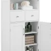Giantex Armoire de Salle de Bain avec Etagere Reglable Meuble de Rangement sur Pieds avec Tiroirs et Portes Blanc* Armoire De Salle De Bains