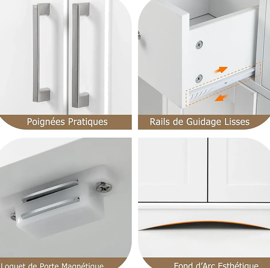 Giantex Armoire de Salle de Bain avec Etagere Reglable Meuble de Rangement sur Pieds avec Tiroirs et Portes Blanc* Armoire De Salle De Bains