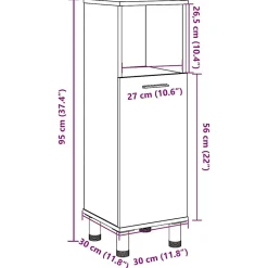 Vidaxl Armoire de salle de bain Gris béton 30x30x95 cm Aggloméré* Meuble Wc