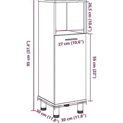 Vidaxl Armoire de salle de bain Gris béton 30x30x95 cm Aggloméré* Meuble Wc