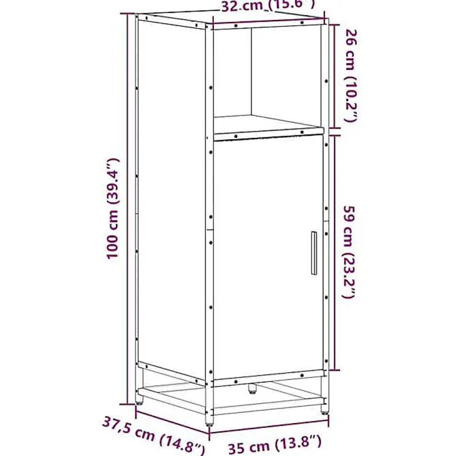 Vidaxl Armoire de salle de bain sonoma gris 35x37,5x100 cm