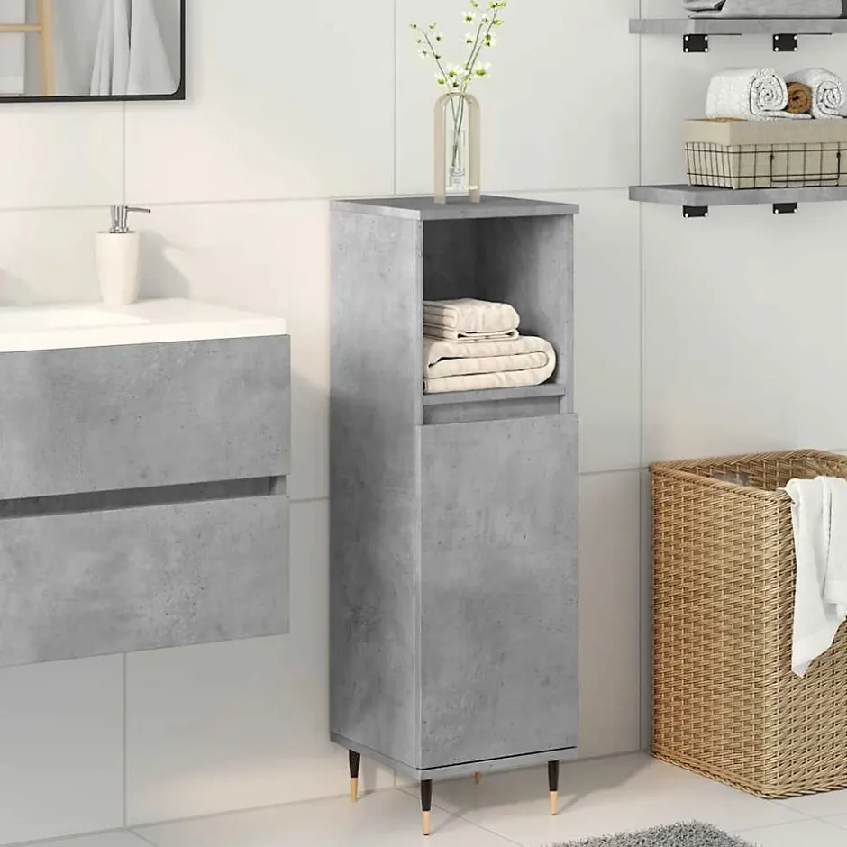 Vidaxl Armoire de salle de bain gris béton 30x30x100 cm