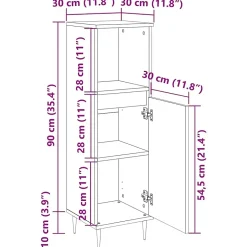 Vidaxl Armoire de salle de bain gris béton 30x30x100 cm