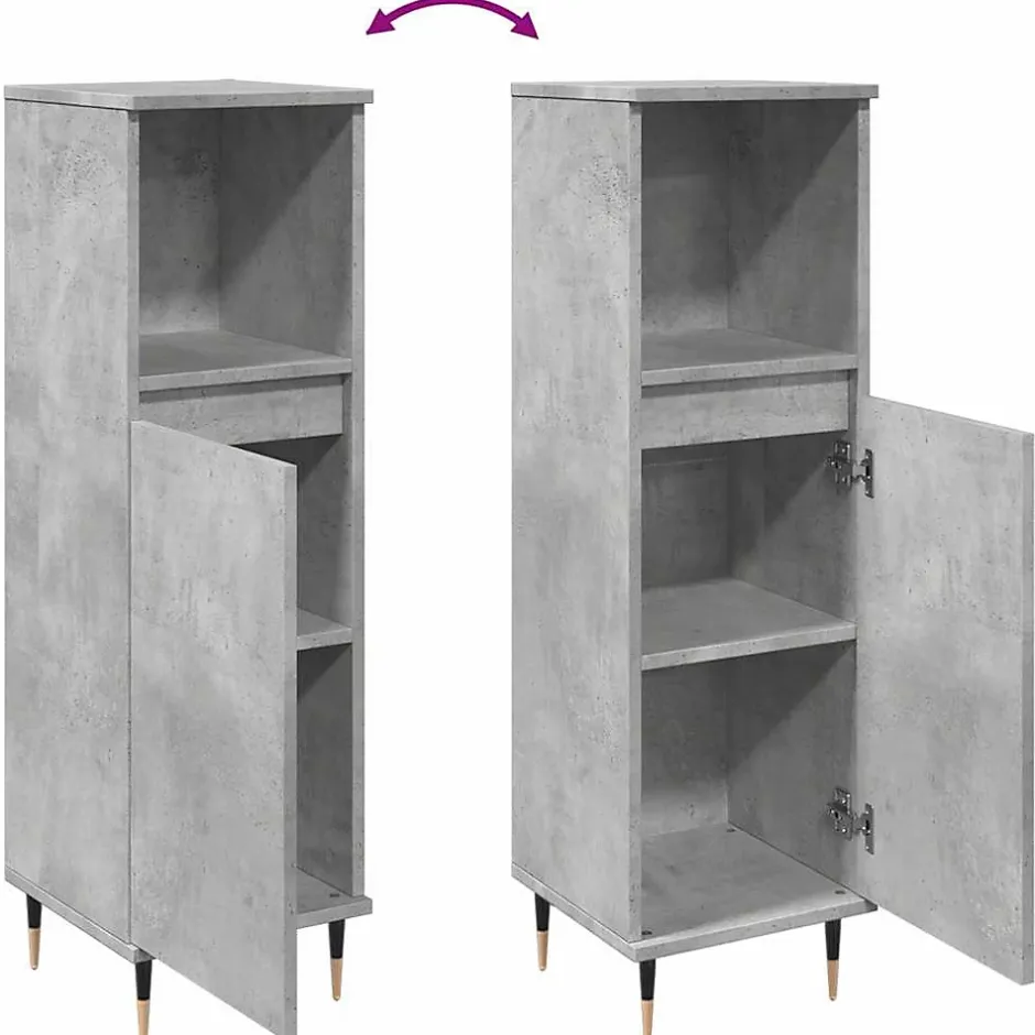 Vidaxl Armoire de salle de bain gris béton 30x30x100 cm