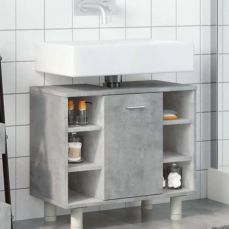 Vidaxl Armoire de salle de bain Gris béton 60x32x53,5 cm Aggloméré