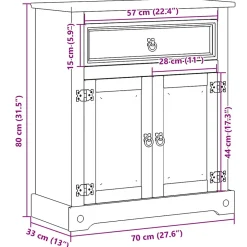 Vidaxl Armoire de salle de bain Corona 70x33x80 cm bois de pin massif
