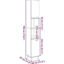 Vidaxl Armoire de salle de bain vieux bois 30x30x190cm bois ingénierie* Meuble Wc