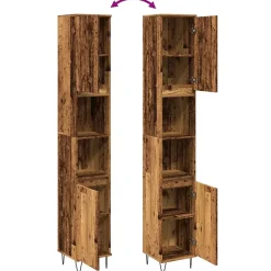 Vidaxl Armoire de salle de bain vieux bois 30x30x190cm bois ingénierie* Meuble Wc