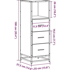 Vidaxl Armoire de salle de bain sonoma gris 35x37,5x100 cm* Meuble Wc