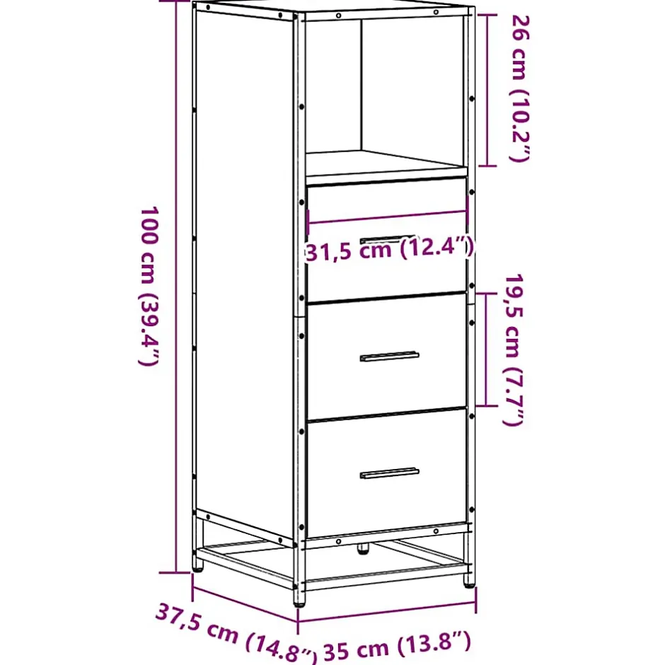 Vidaxl Armoire de salle de bain sonoma gris 35x37,5x100 cm* Meuble Wc