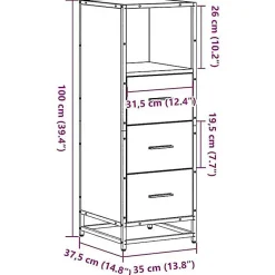 Vidaxl Armoire de salle de bain sonoma gris 35x37,5x100 cm* Meuble Wc