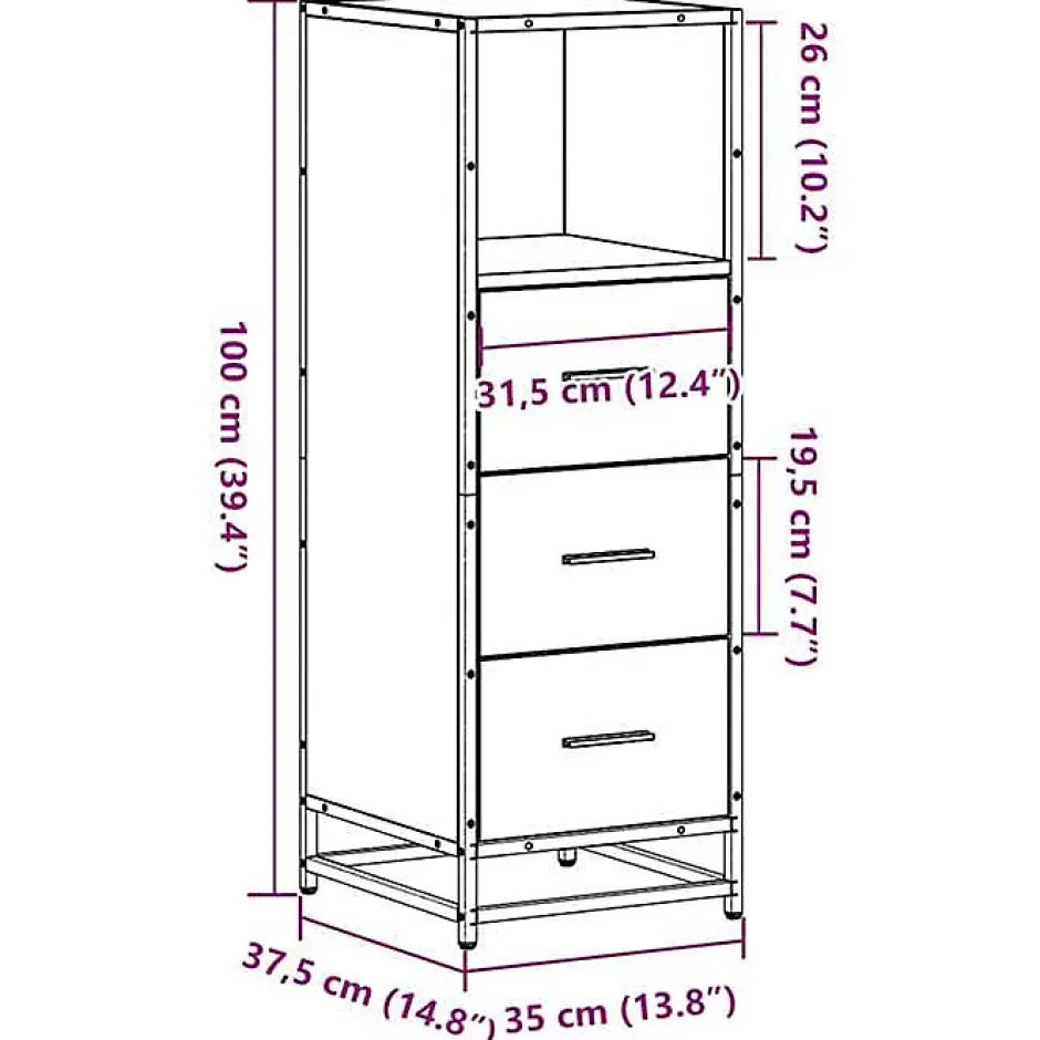 Vidaxl Armoire de salle de bain sonoma gris 35x37,5x100 cm* Meuble Wc