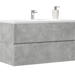 Vidaxl Armoire de salle de bain suspendue gris béton bois d'ingénierie* Meuble Wc