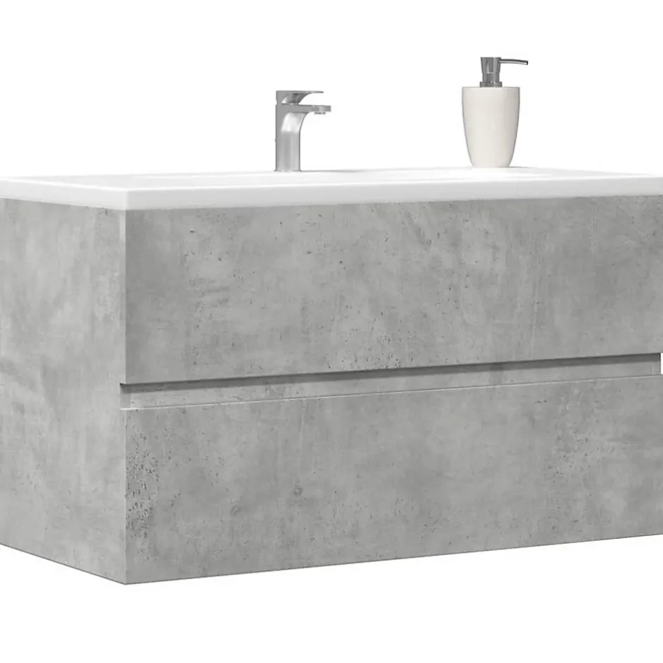 Vidaxl Armoire de salle de bain suspendue gris béton bois d'ingénierie* Meuble Wc