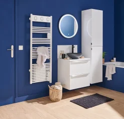 GoodHome Armoire de salle de bains blanc brillant l.40 x H.90 x P.36 cm, Imandra* Colonne De Salle De Bains|Meuble De Salle De Bains Faible Profondeur