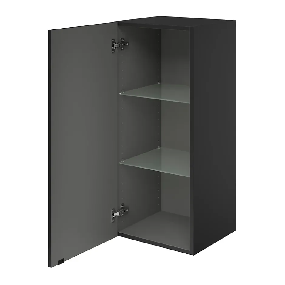 GoodHome Armoire de salle de bains noir mat l.40 x H.90 x P.36 cm, Imandra