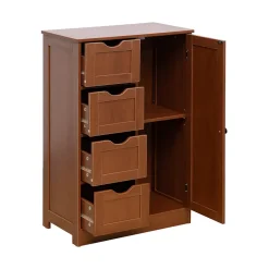 Mobili Rebecca Armoire de Salle de Bains 4 Tiroirs 1 Porte en MDF Marron Rebecca Mobili