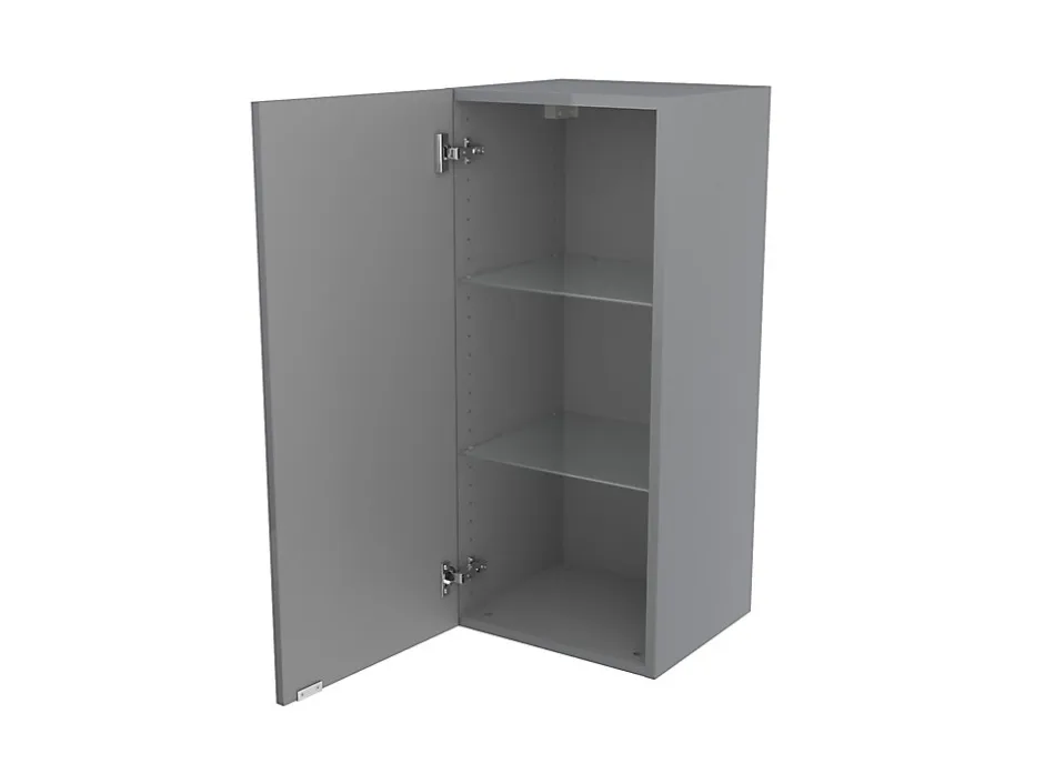GoodHome Armoire de salle de bains gris brillant l.40 x H.90 x P.36 cm, Imandra* Colonne De Salle De Bains|Meuble De Salle De Bains Faible Profondeur