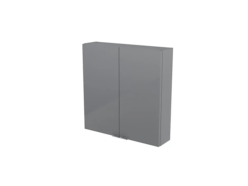 GoodHome Armoire de salle de bains faible profondeur gris brillant l.60 x H.60 x P.15 cm, Imandra* Meuble Wc|Armoire De Salle De Bains