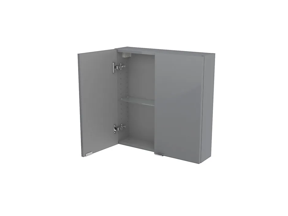 GoodHome Armoire de salle de bains faible profondeur gris brillant l.60 x H.60 x P.15 cm, Imandra* Meuble Wc|Armoire De Salle De Bains