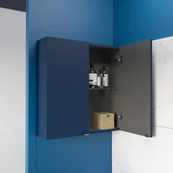 GoodHome Armoire de salle de bains faible profondeur bleu nuit mat l.60 x H.60 x P.15 cm, Imandra