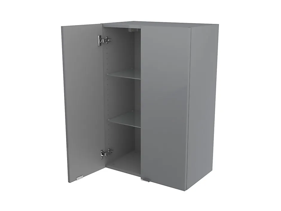 GoodHome Armoire de salle de bains gris brillant l.60 x H.90 x P.36 cm, Imandra* Armoire De Salle De Bains