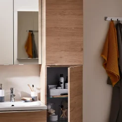 GoodHome Armoire de salle de bains effet chêne l.40 x H.90 x P.36 cm, Imandra