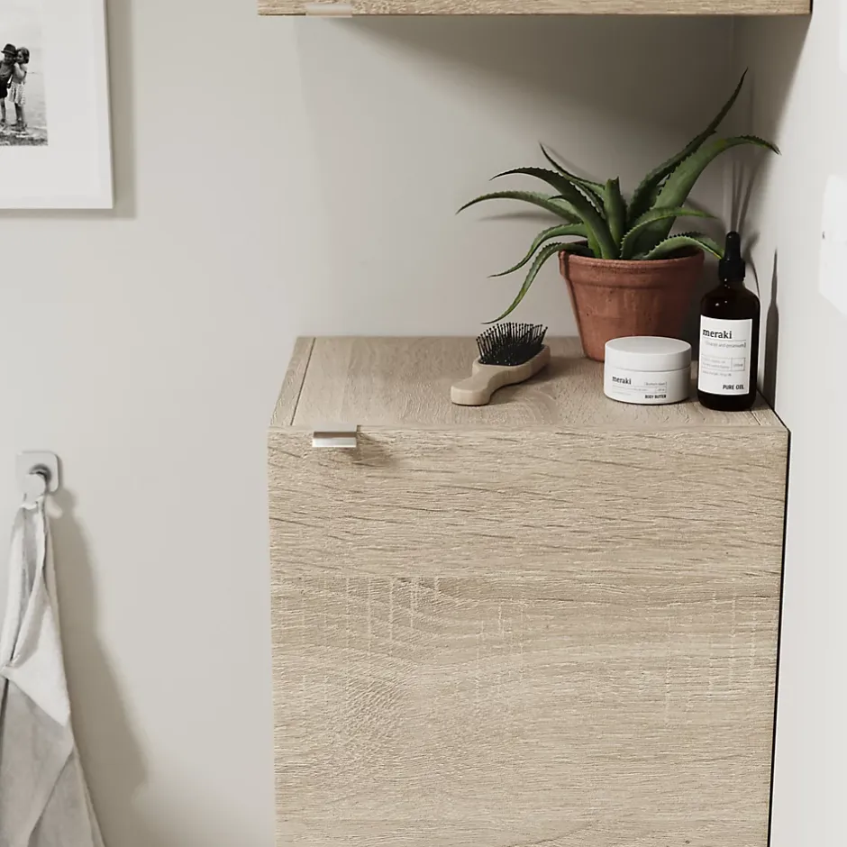 GoodHome Armoire de salle de bains effet chêne l.40 x H.90 x P.36 cm, Imandra