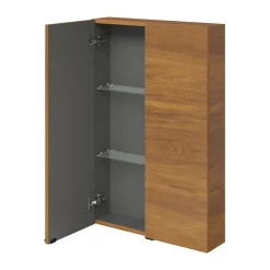 GoodHome Armoire de salle de bains faible profondeur effet noyer l.60 x H.90 x P.15 cm, Imandra