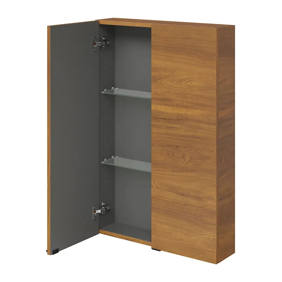 GoodHome Armoire de salle de bains faible profondeur effet noyer l.60 x H.90 x P.15 cm, Imandra