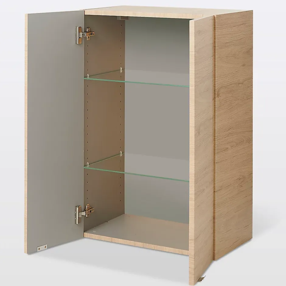 GoodHome Armoire de salle de bains effet chêne l.60 x H.90 x P.36 cm, Imandra* Armoire De Salle De Bains|Meuble De Salle De Bains Faible Profondeur
