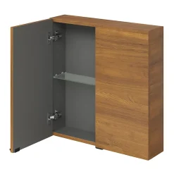 GoodHome Armoire de salle de bains faible profondeur effet noyer l.60 x H.60 x P.15 cm, Imandra